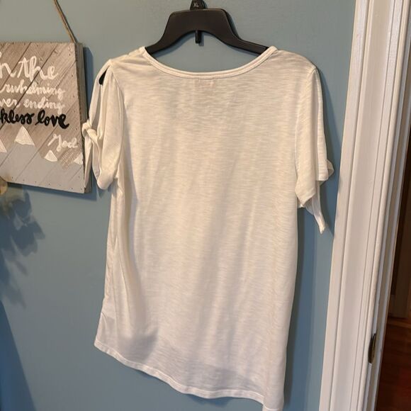 Jones New York Signature Cold Shoulder SS White Top - M - Picture 6 of 6